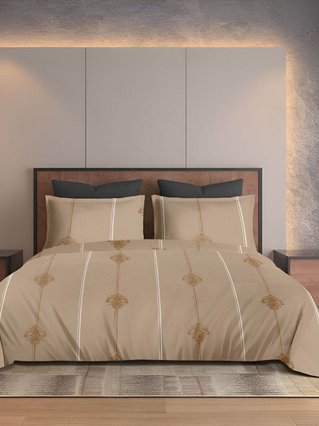 

Sleeping Owls- because your sleep matters Beige 600 TC King Bedsheet Set 2.74 m X 2.74 m
