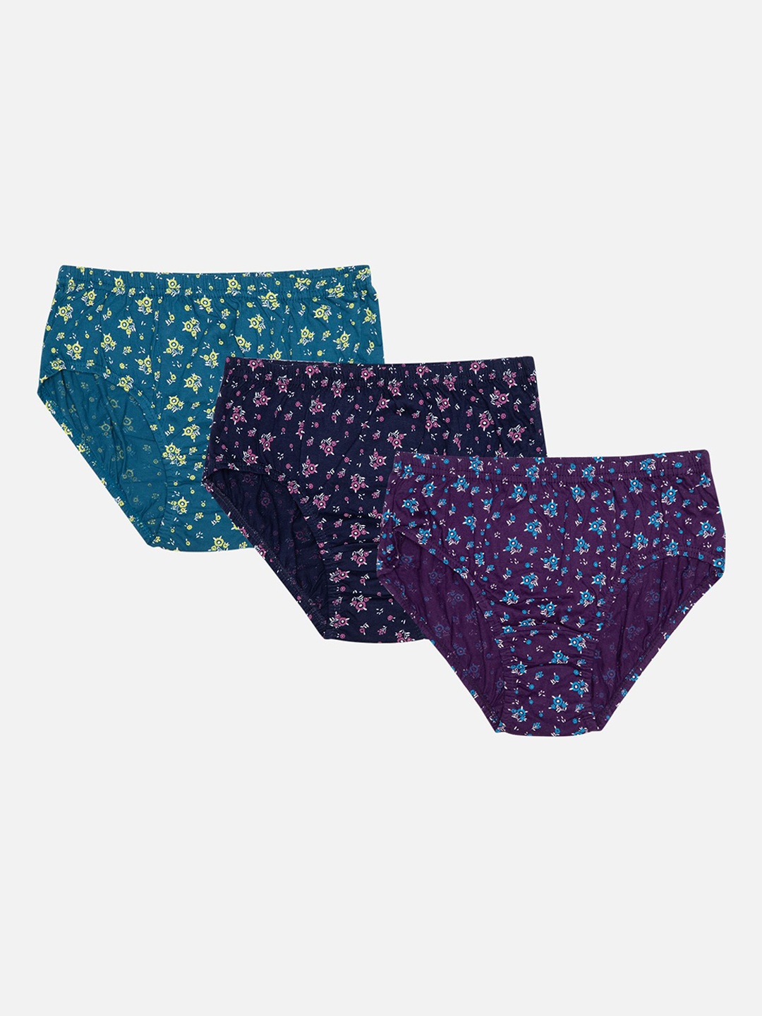 

Bodycare Girls Pack Of 3 Floral Printed Assorted Hipster Briefs