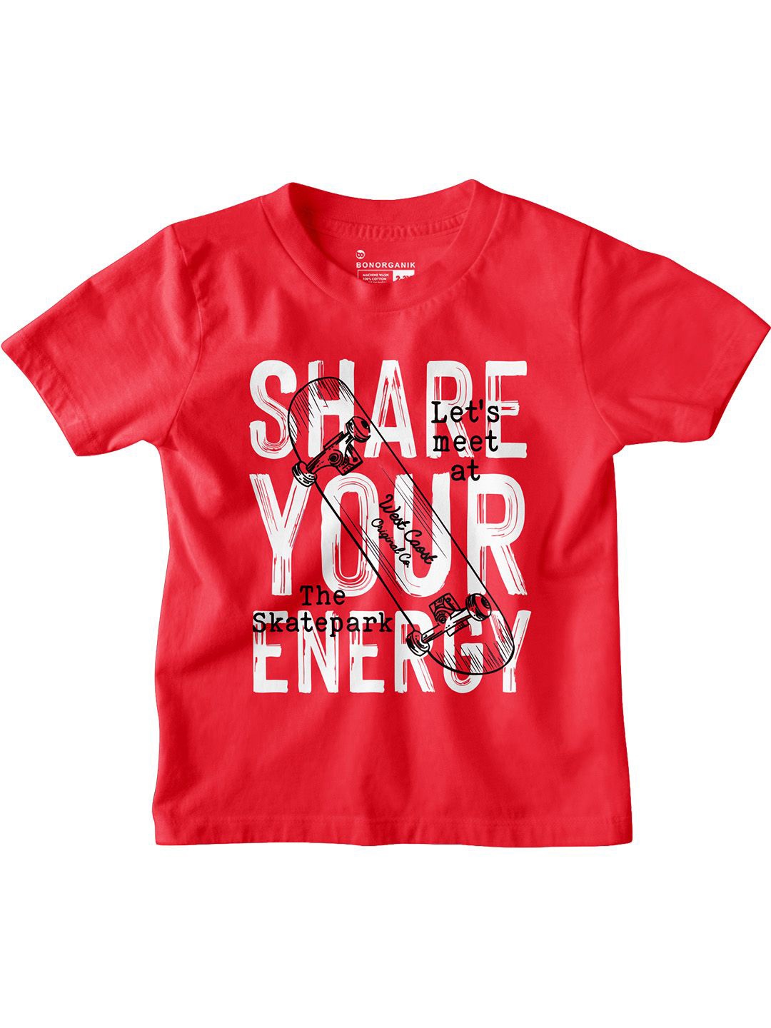 

BonOrganik Boys Typography Printed Round Neck Cotton T-shirt, Red