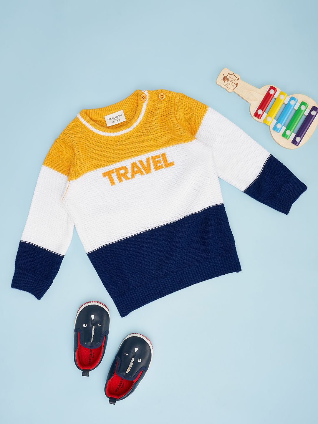 

Pantaloons Baby Boys Colourblocked Round Neck Pullover, Yellow