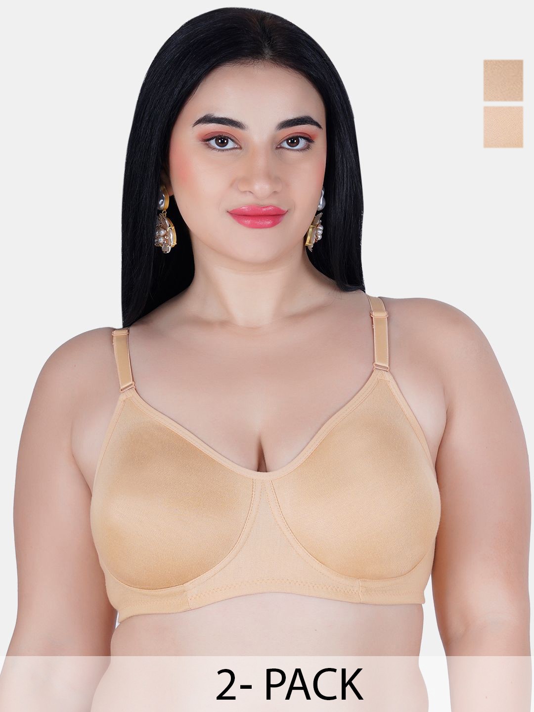 

KOMLI Women Cotton Non Padded Full Coverage Bra, Beige