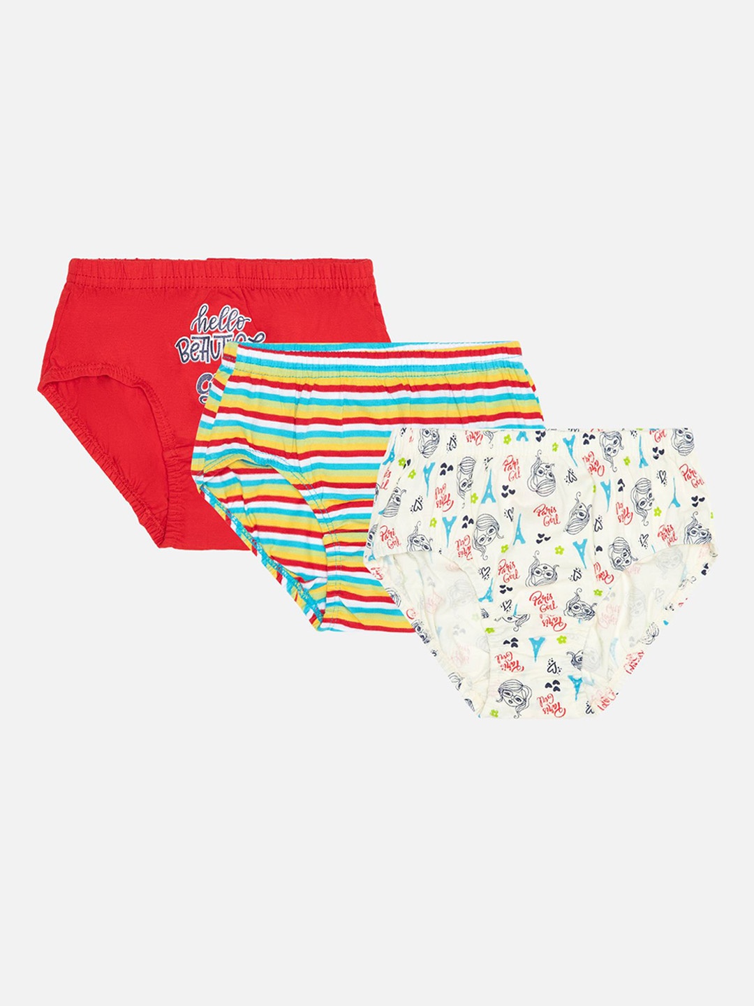 

Bodycare Girls Pack Of 3 Self Design Hipster Briefs - KIA8444-PK001, Red