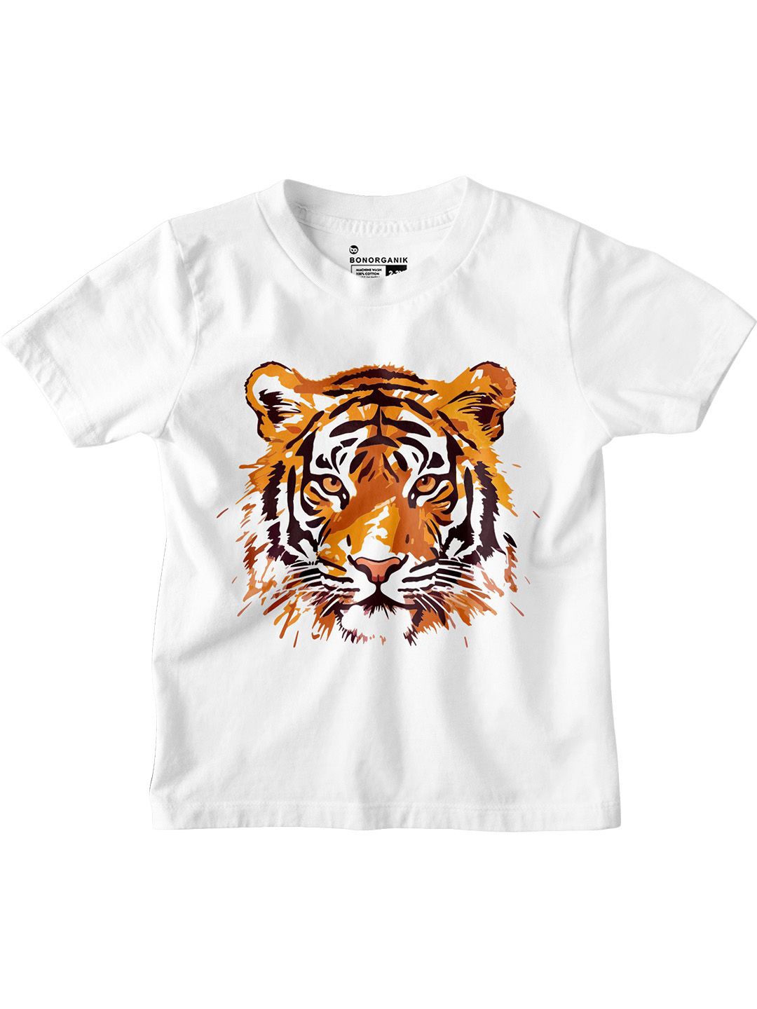 

BonOrganik Boys Graphic Printed Round Neck Cotton T-shirt, White