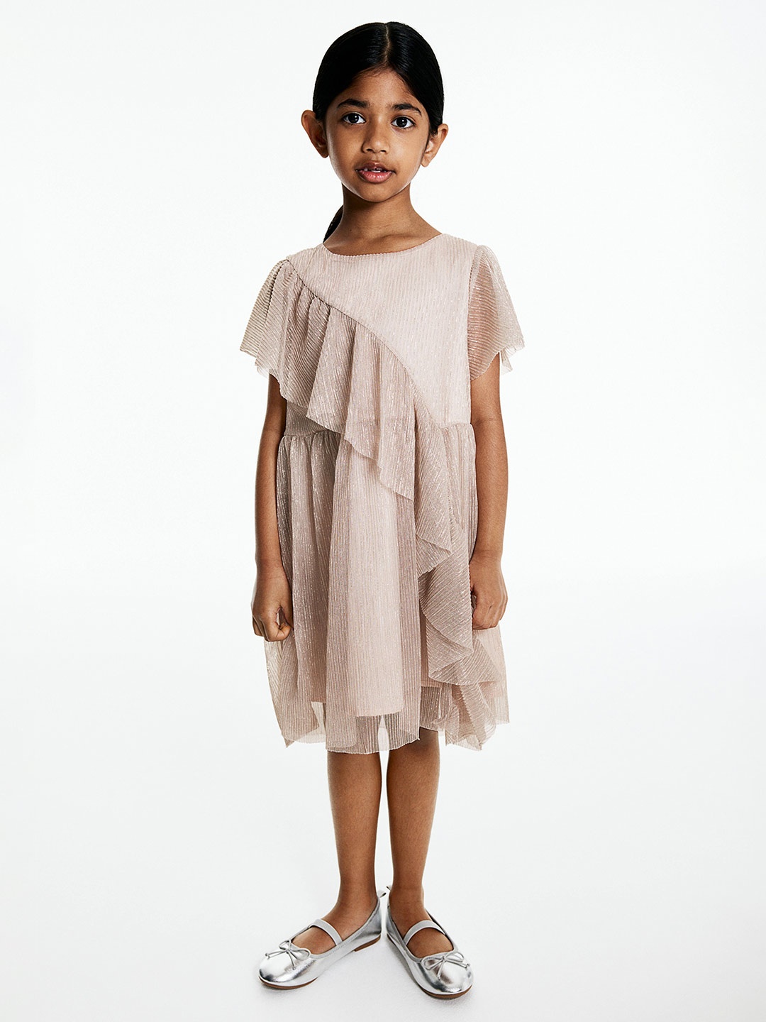 

H&M Infant Girls Flounce-Trimmed Dress, Pink