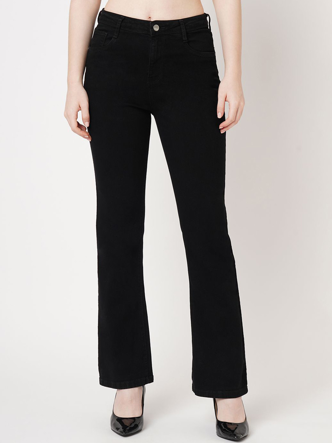 

Kraus Jeans Women Flared High-Rise Jeans, Black