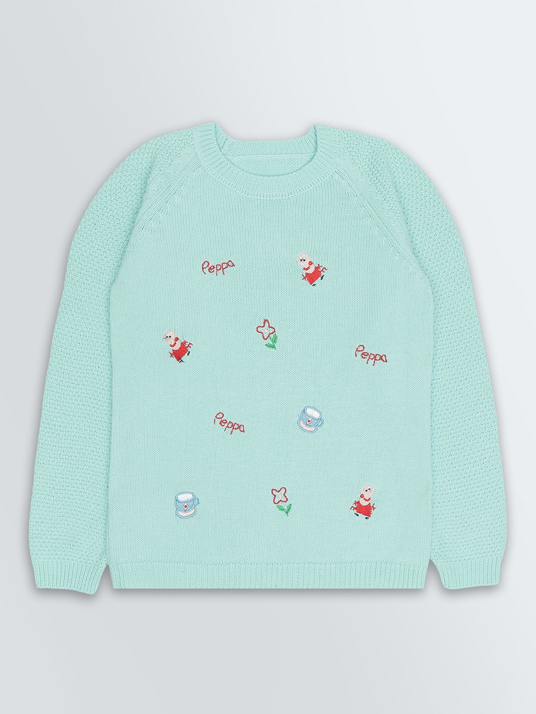 

KNITCO Girls Embroidered Loose Fit Pullover Sweaters, Blue
