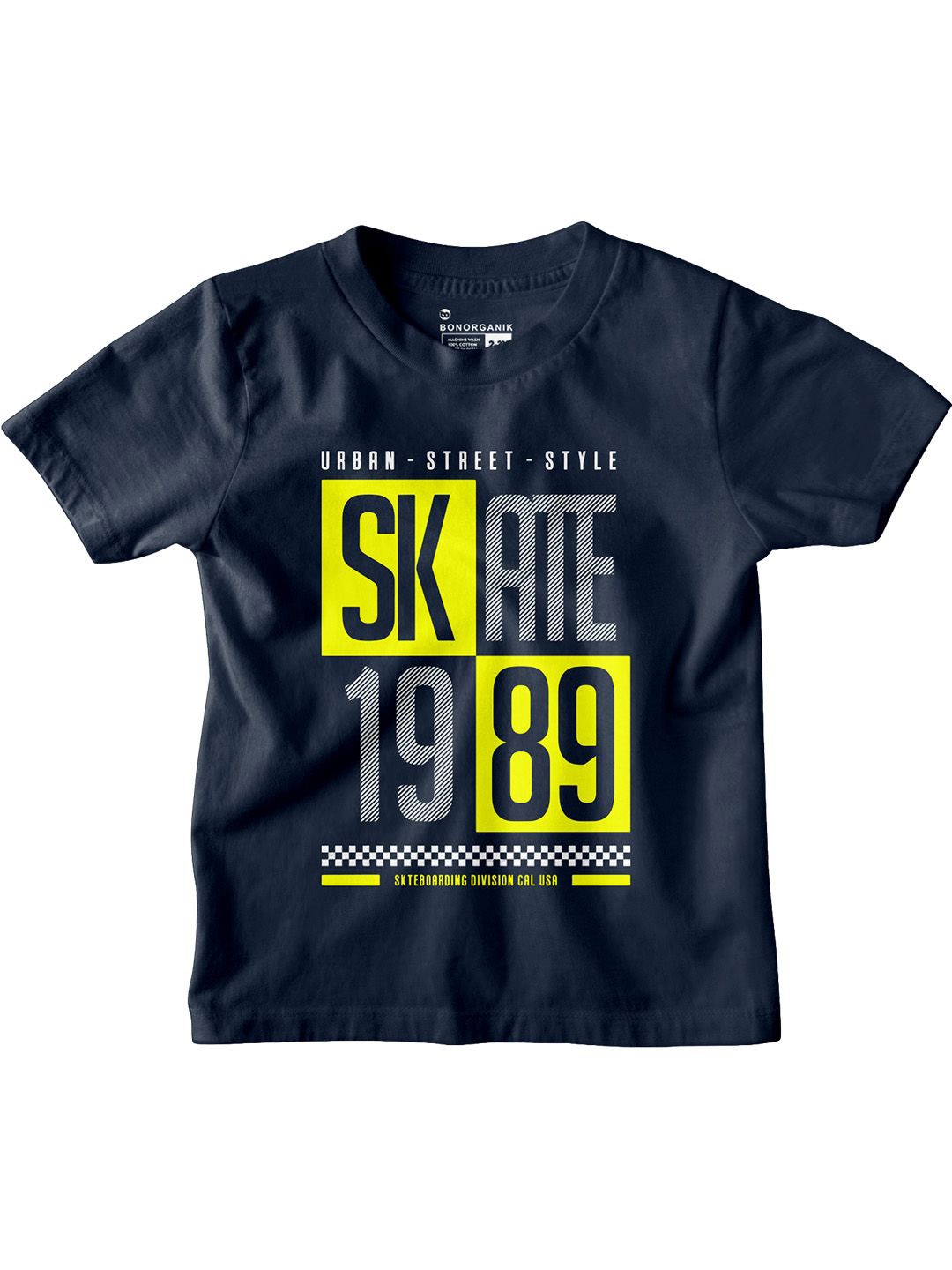 

BonOrganik Boys Typography Printed Round Neck Cotton T-shirt, Navy blue