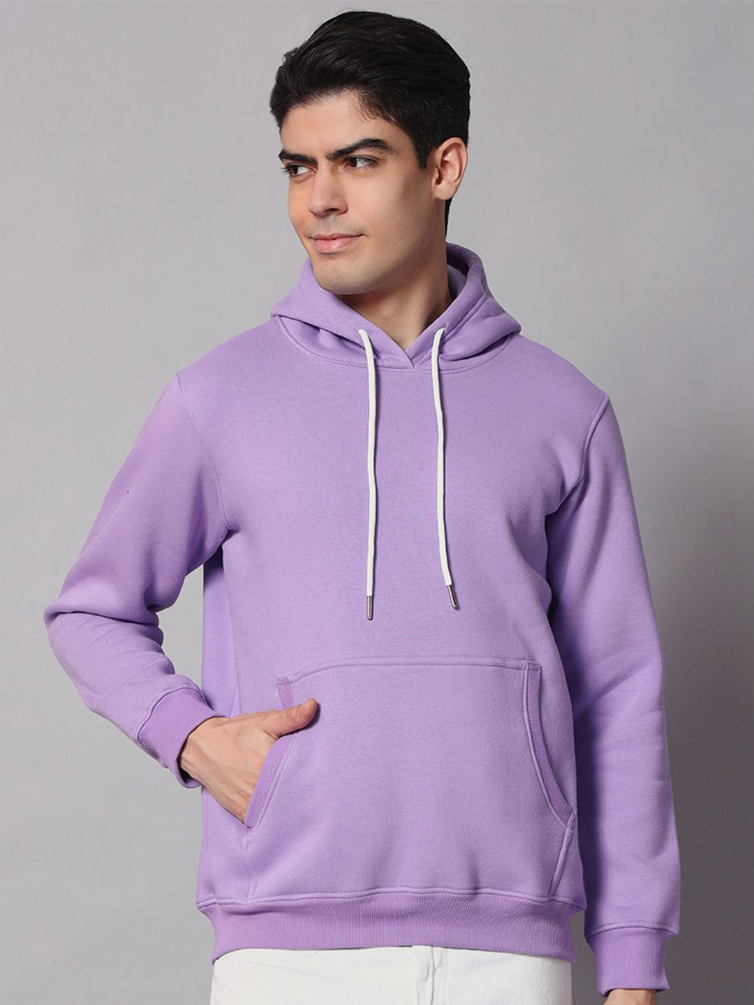 

Obaan Men Long Sleeves Hooded Sweatshirt, Lavender