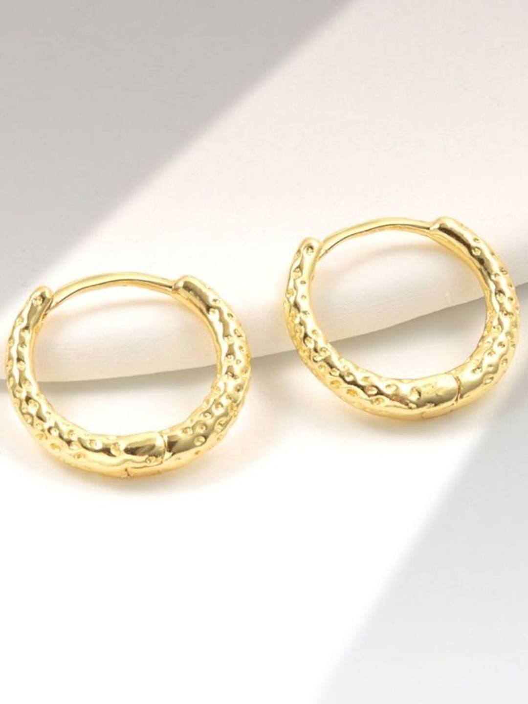 

MYKI Stainless Steel Gold-Plated Contemporary Hoop Earrings
