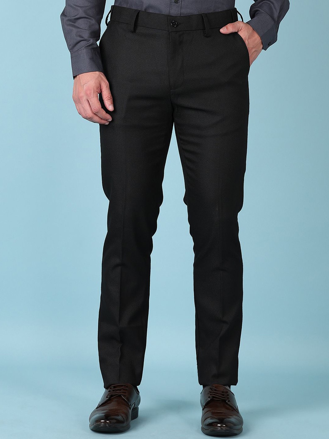 

V-Mart Men Slim Fit Mid-Rise Formal Trousers, Black