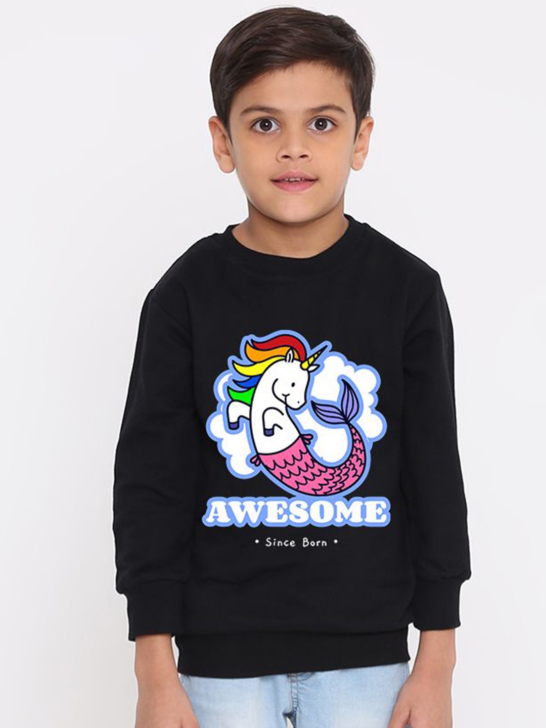 

FALTU.CO Boys Printed Pullover Sweatshirt, Black