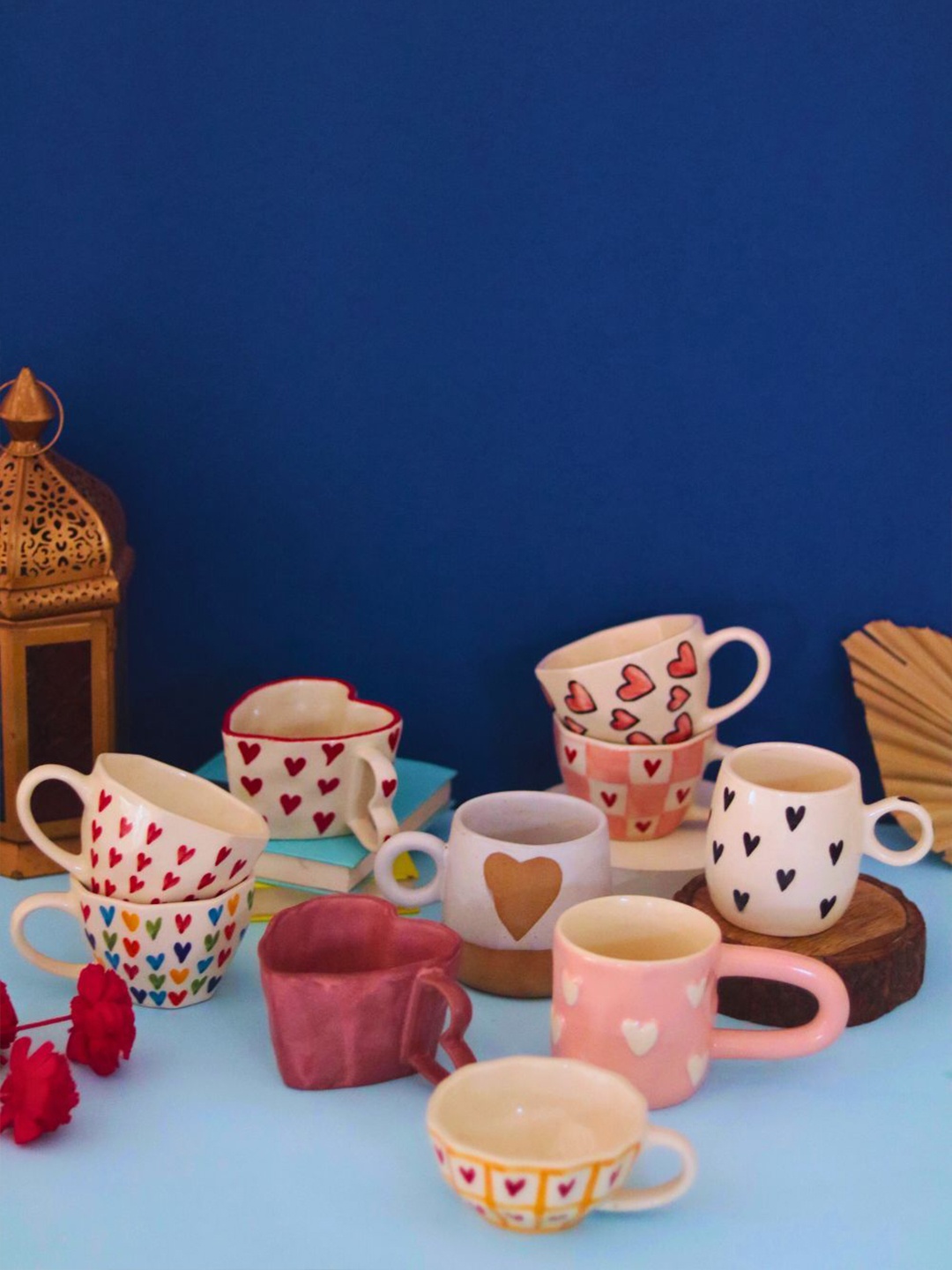 

WEAVING HOMES White & Red 10 Pieces Printed Glossy Ceramic Cups