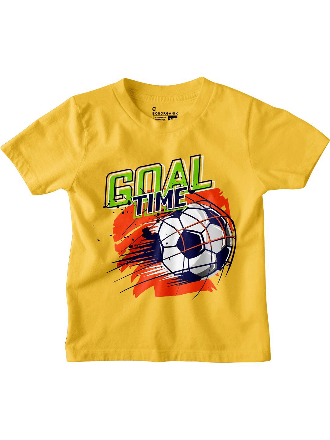 

BonOrganik Boys Graphic Printed Round Neck Cotton T-shirt, Yellow