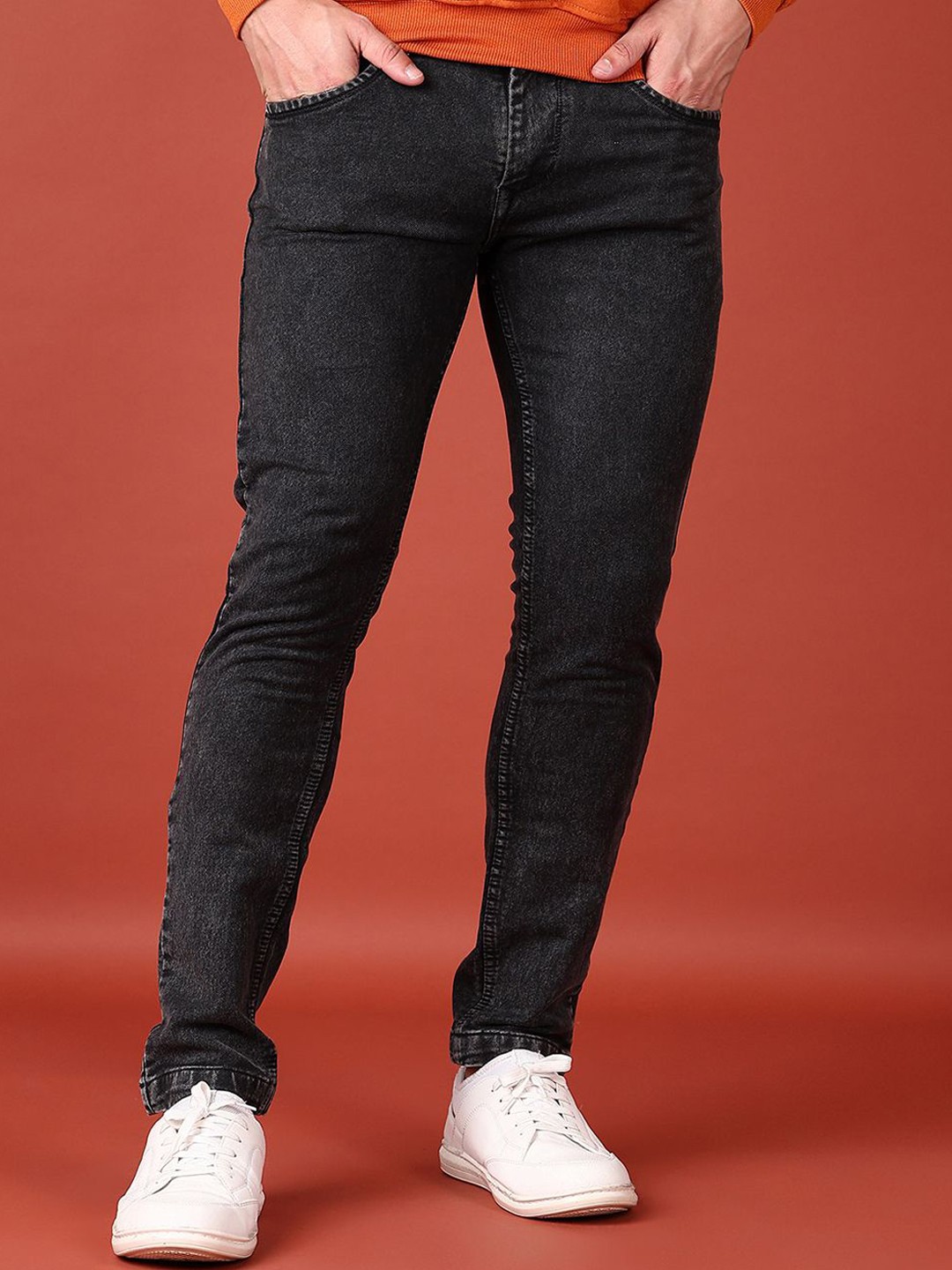 

V-Mart Men Mid-Rise Light Fade Regular Fit Stretchable Jeans, Black