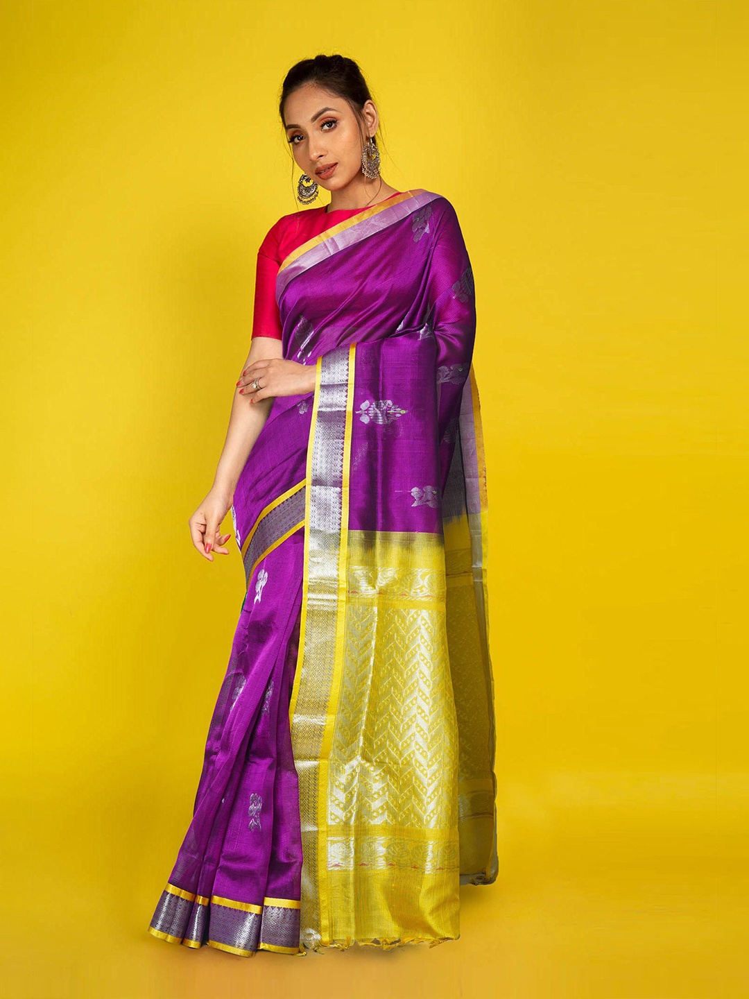 

Unnati Silks Woven Design Zari Handloom Kanjeevaram Saree, Purple