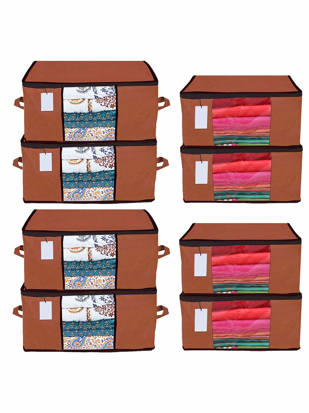 

Kuber Industries Brown 8 Pieces Saree Cover & Underbed Storage Bag Drawer Organisers