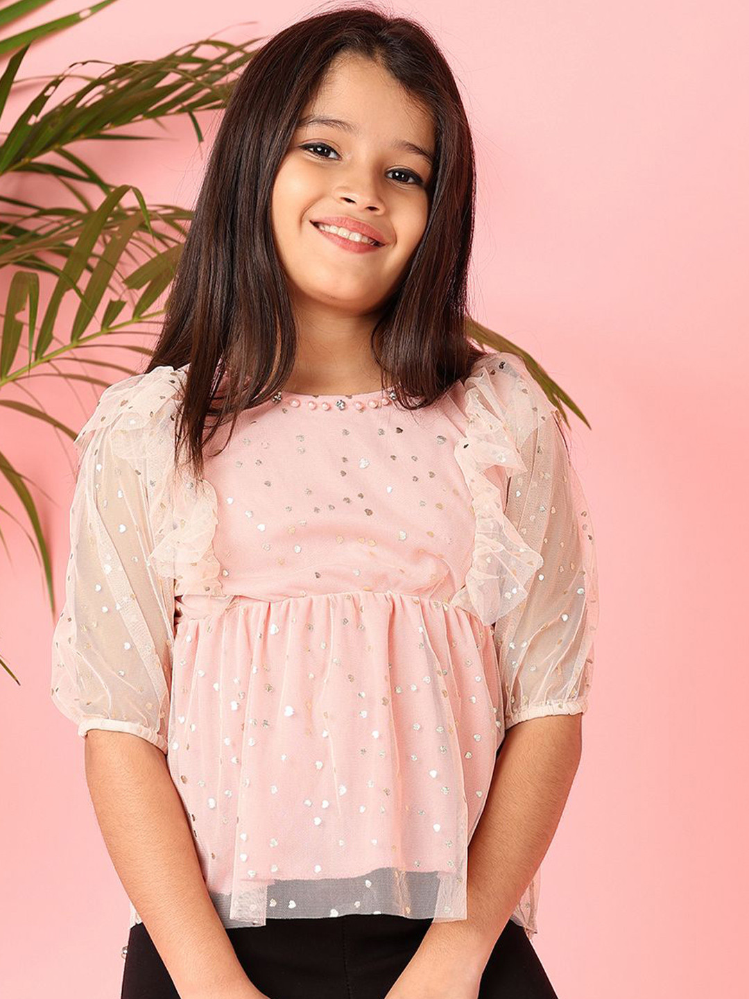 

V-Mart Girls Floral Printed Cotton Top, Pink