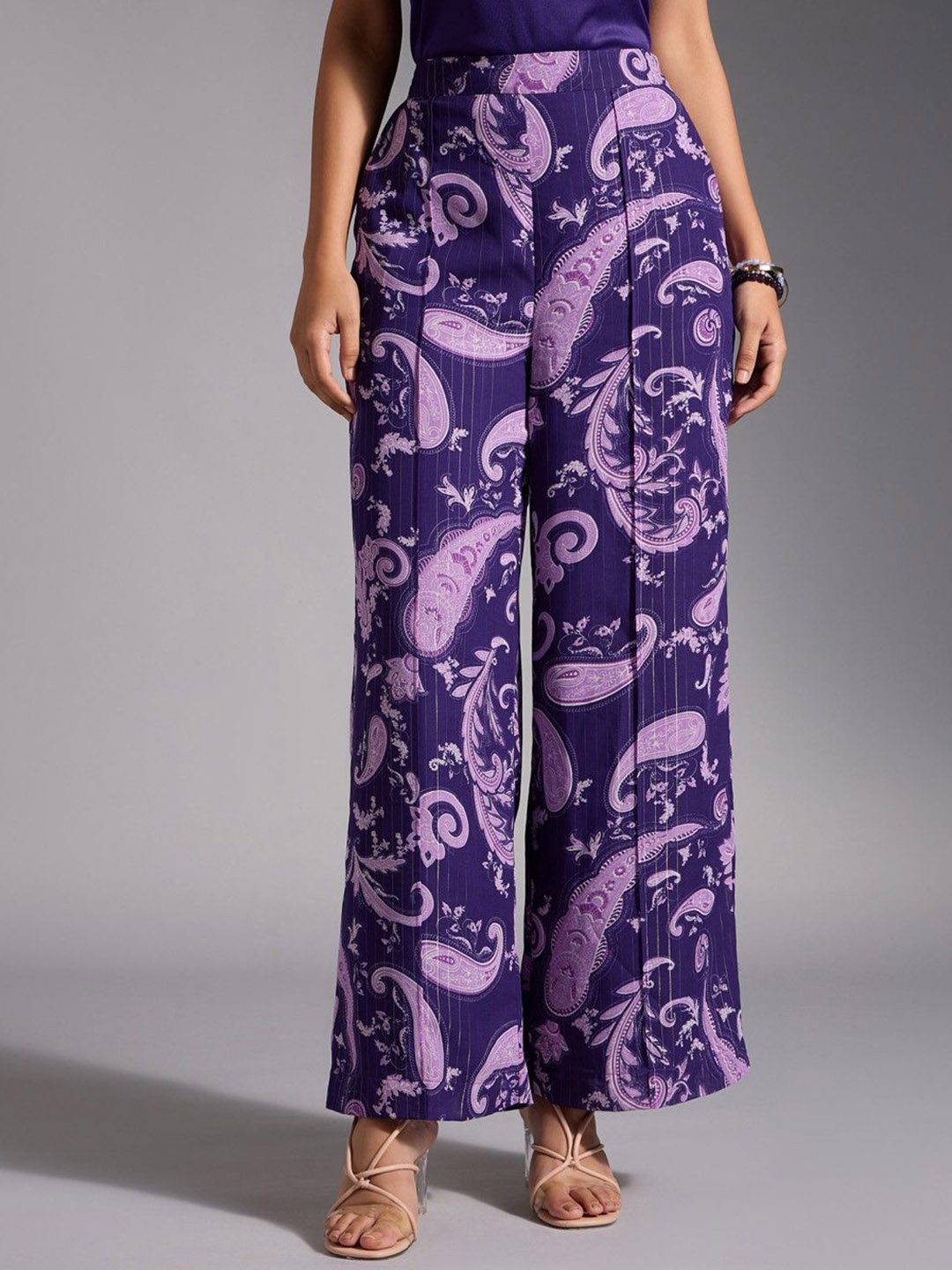 

20Dresses Women Floral Printed High-Rise Trousers, Purple