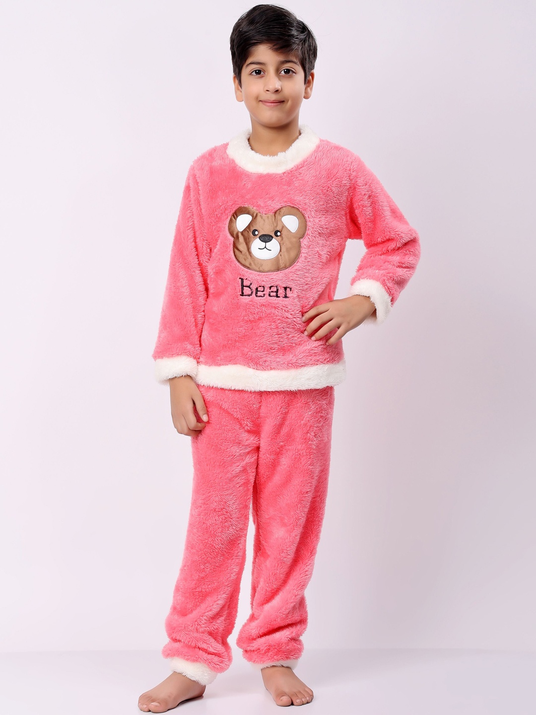 

Lugo Boys Graphic Printed Winter Night suit, Pink
