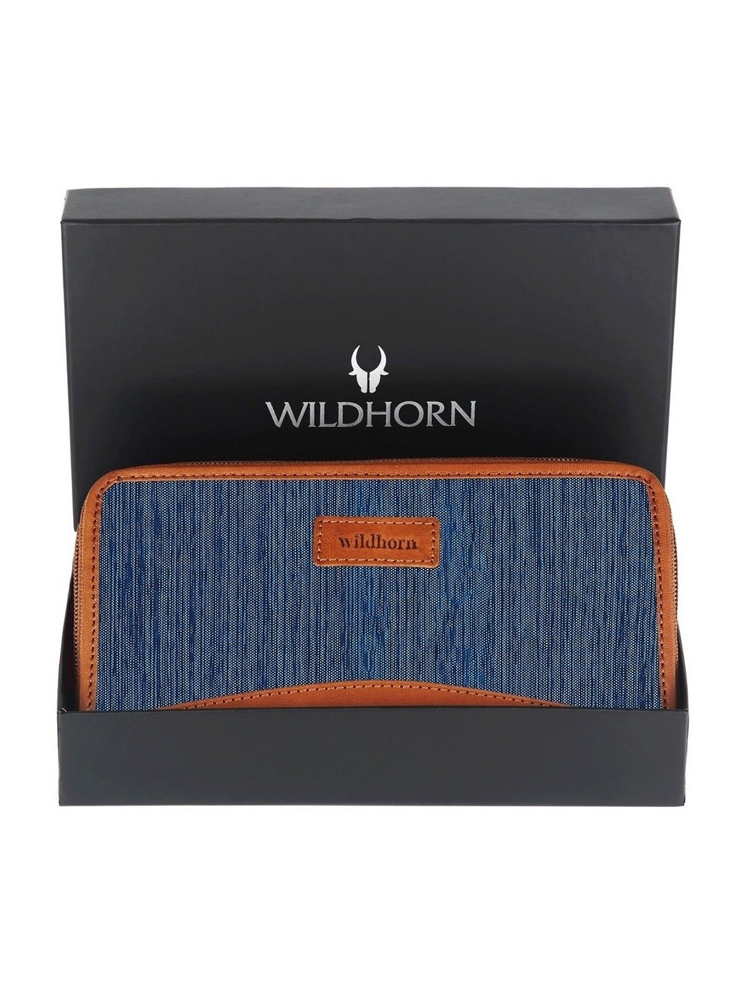 

WildHorn Women Textured Canvas Zip Around Wallet, Blue