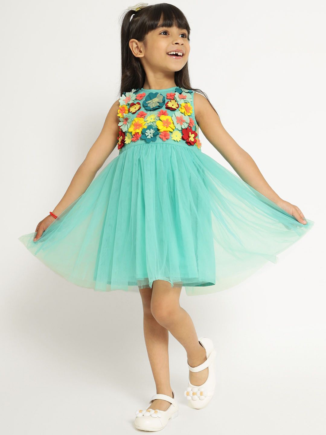 

Somersault Girl Floral Print Cotton Sleeveless Empire Dress, Blue
