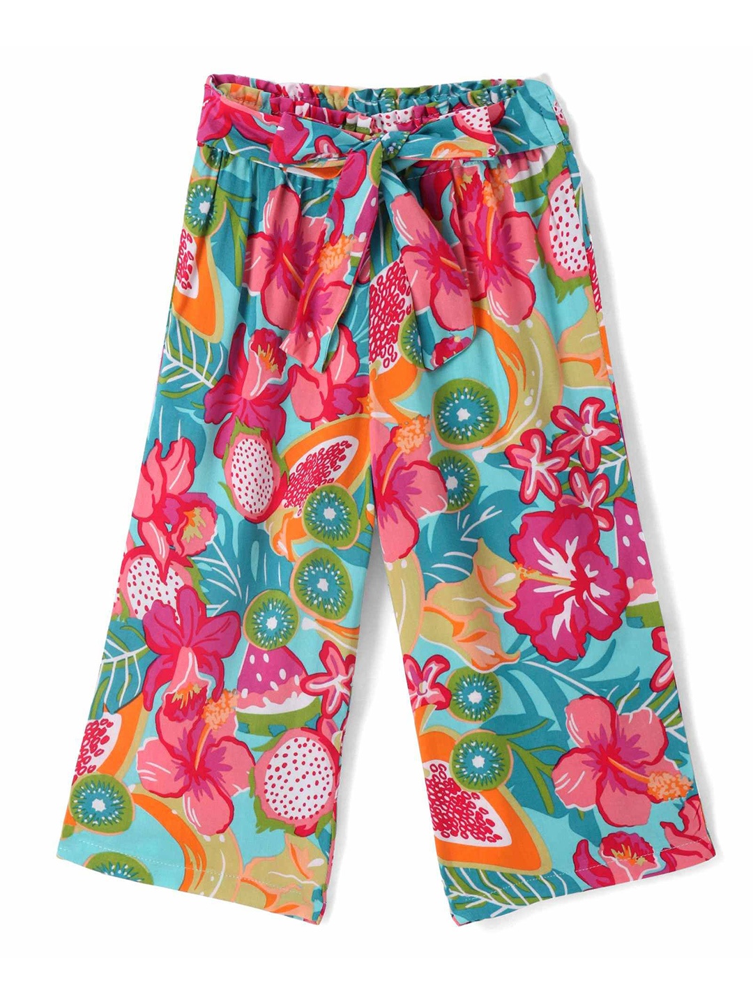 

CrayonFlakes Girls Floral Printed Ethnic Palazzos, Green