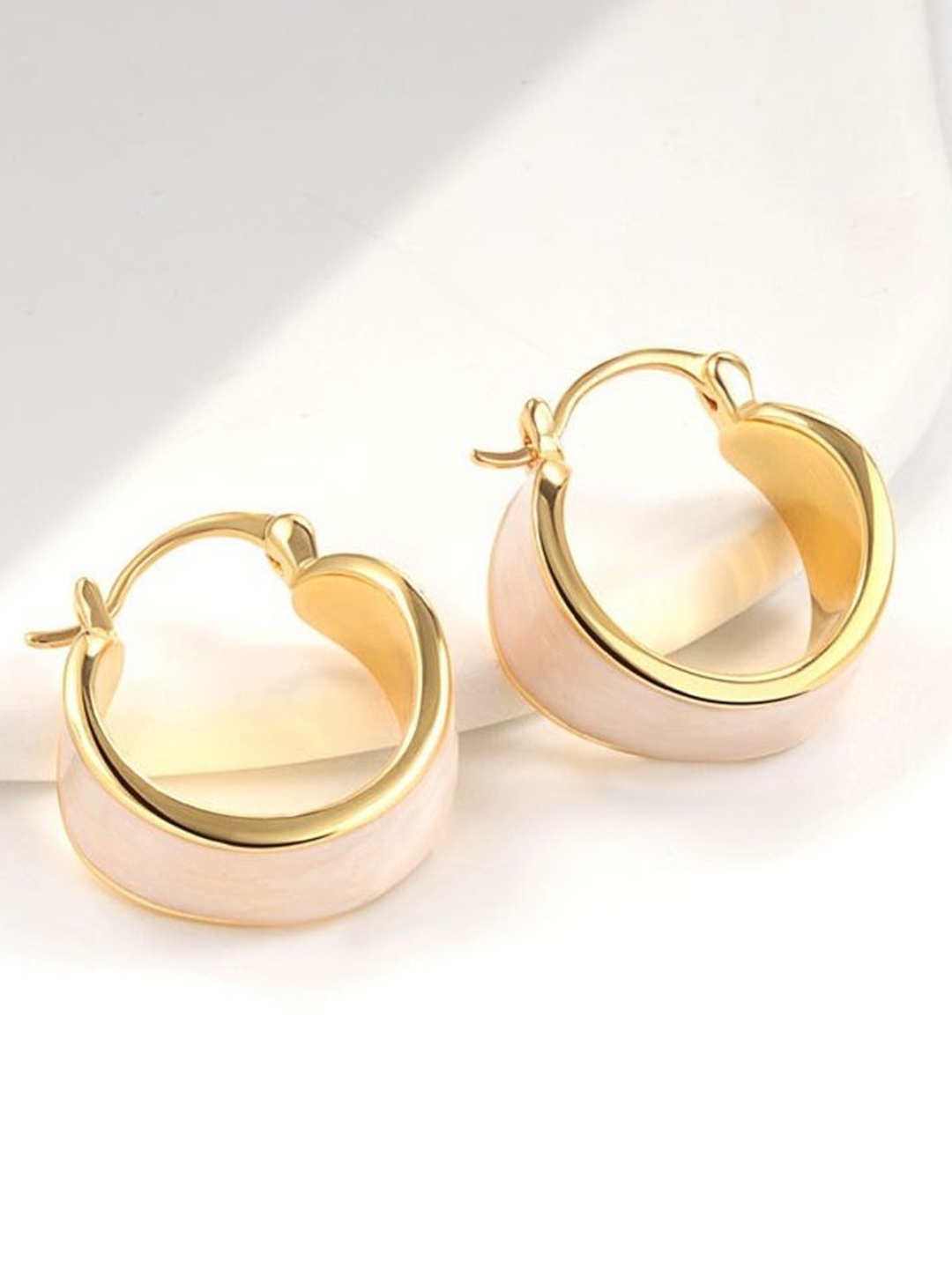 

MYKI Stainless Steel Gold-Plated Contemporary Hoop Earrings