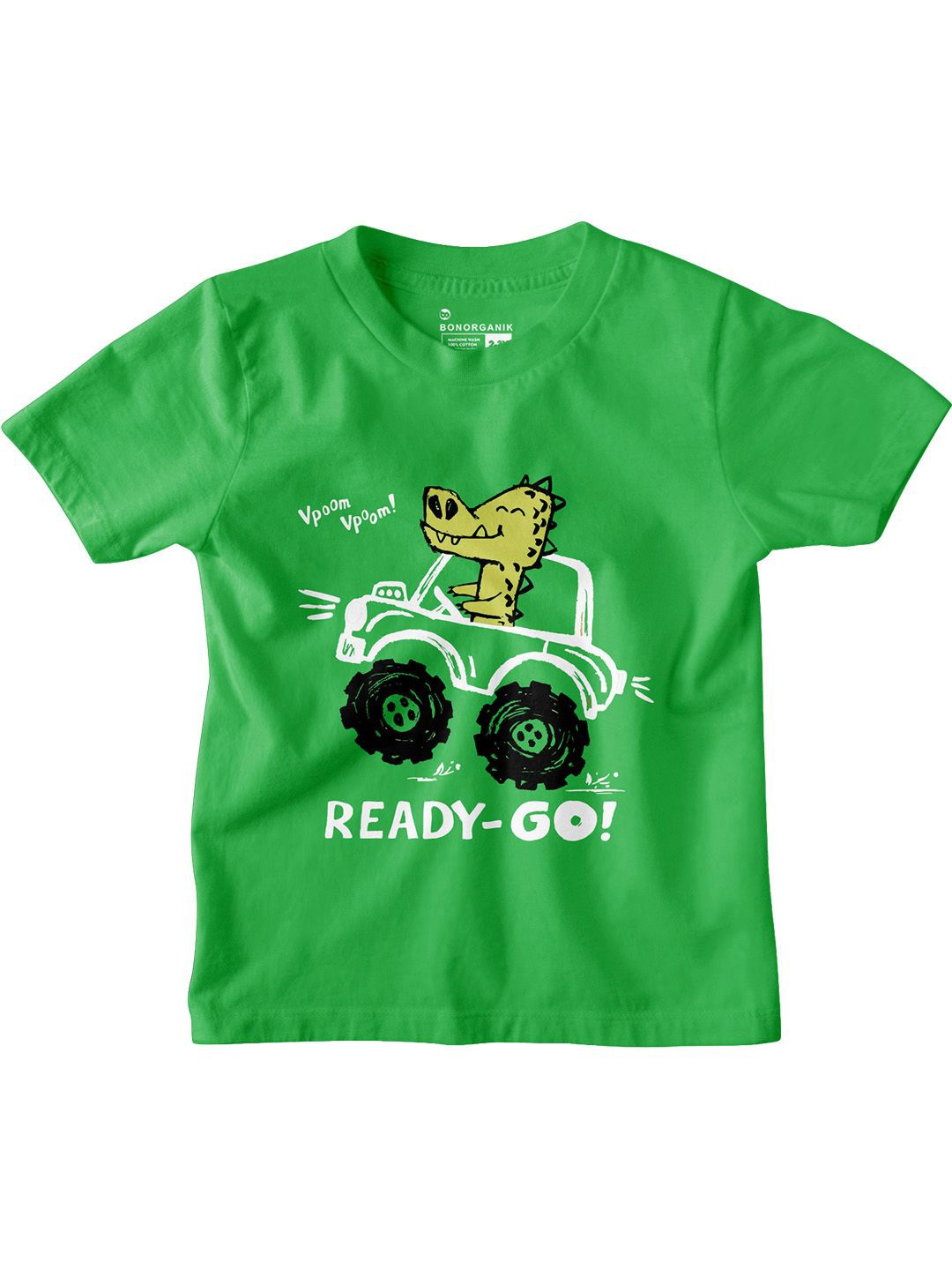 

BonOrganik Boys Graphic Printed Round Neck Cotton T-shirt, Green