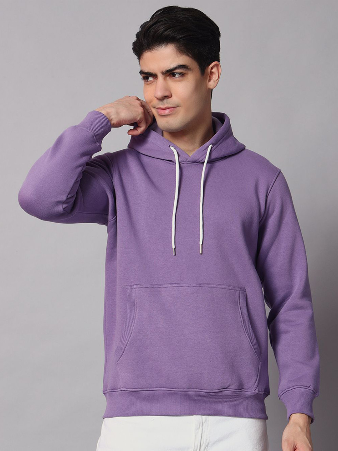 

Obaan Men Solid Hooded Sweatshirt, Purple