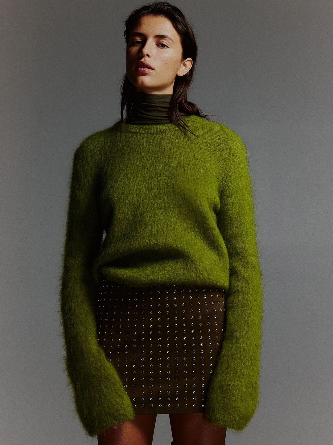 

H&M Women Mohair-Blend Jumper, Green