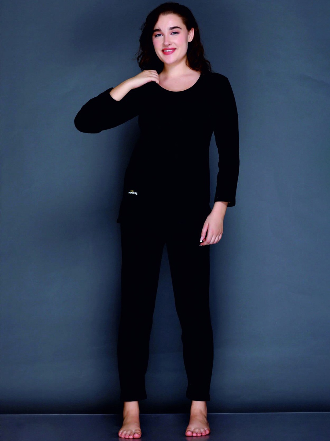 

TFA THE FASHION ADDICTION Women Self-Design Cotton Thermal Set, Black