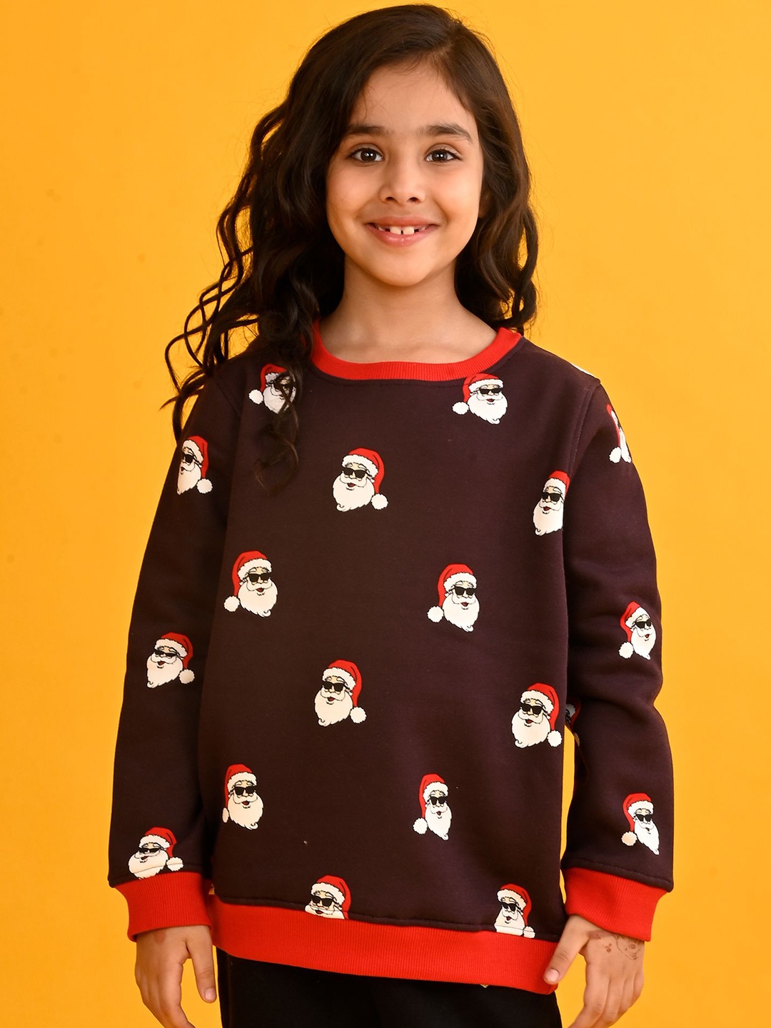 

Anthrilo Girls Conversational Printed Winter Sweatshirt, Maroon