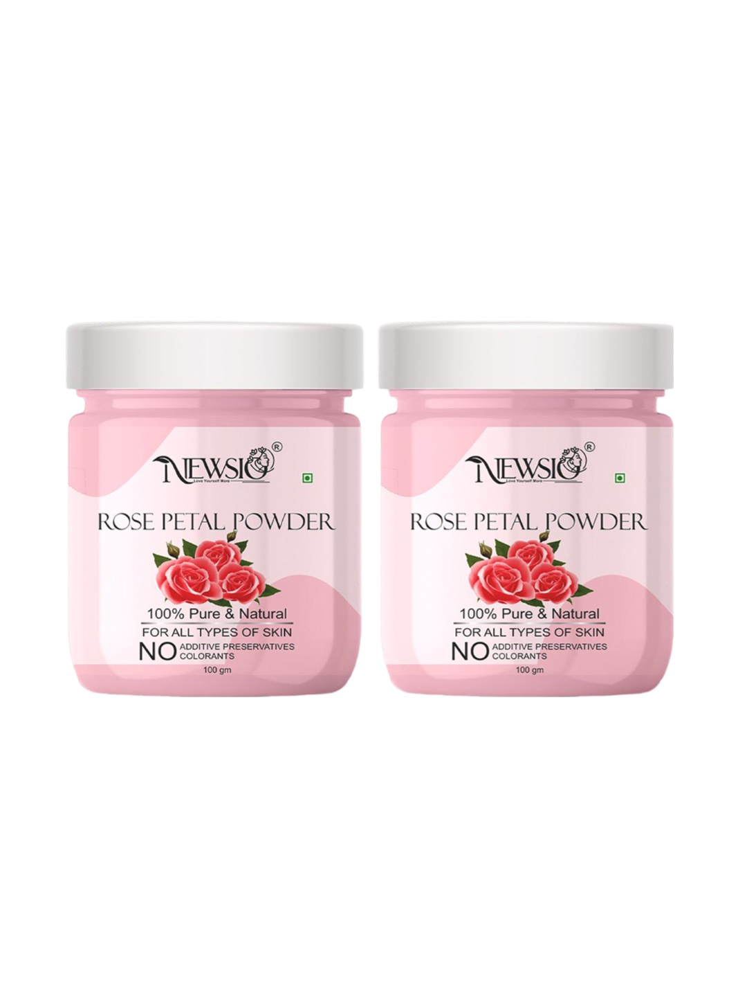 

Newsio Set Of 2 Pure & Natural Rose Petals Powder For Skin - 100g Each, Pink
