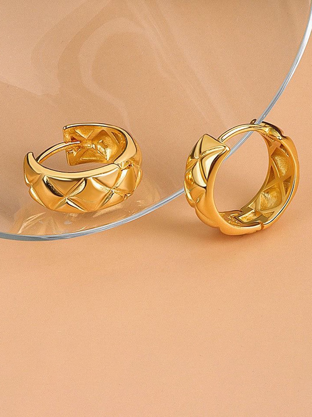 

MYKI Stainless Steel 18K Gold Plated Contemporary Hoop Earrings