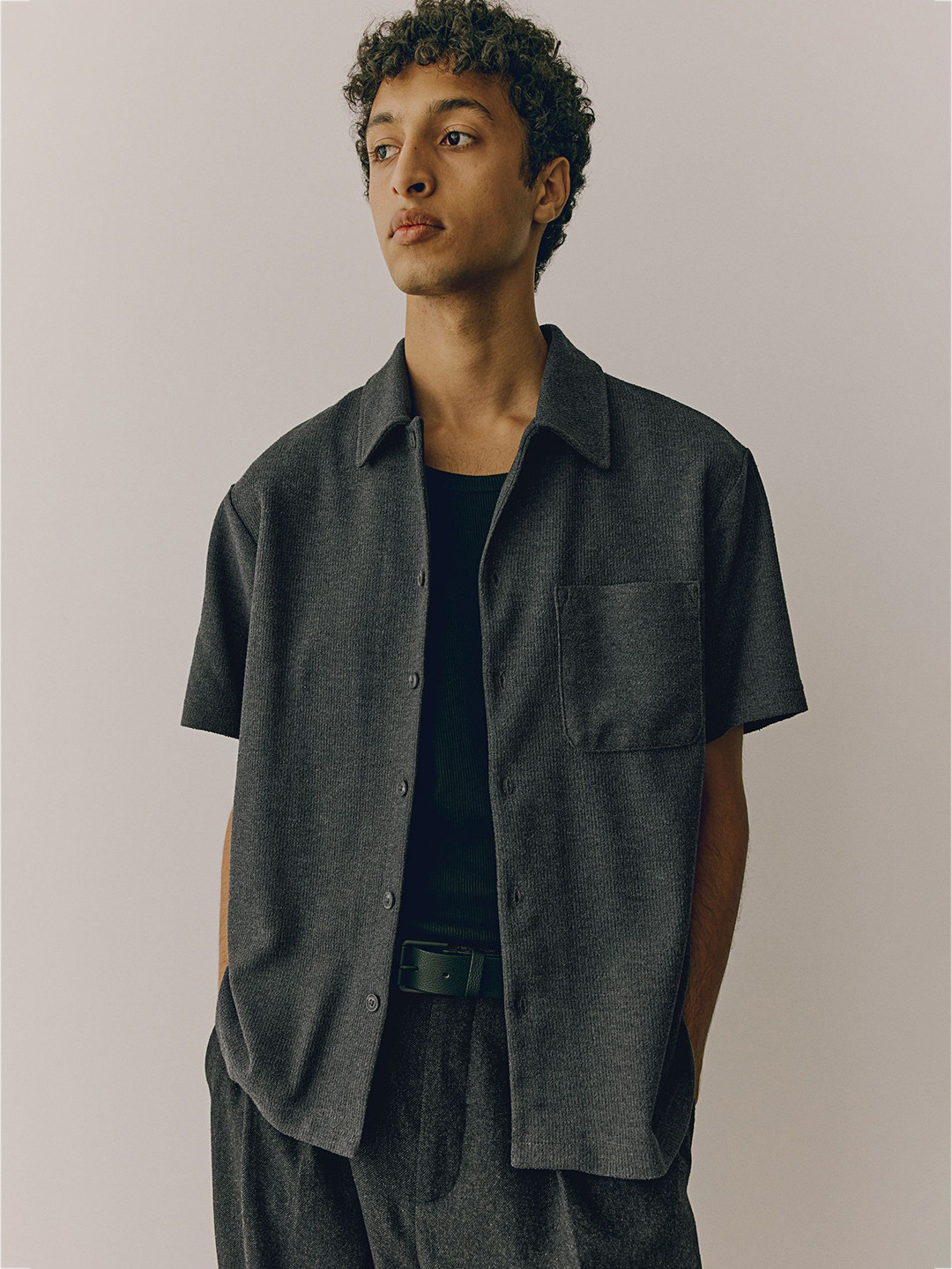 

H&M Textured Jersey Shirt, Grey