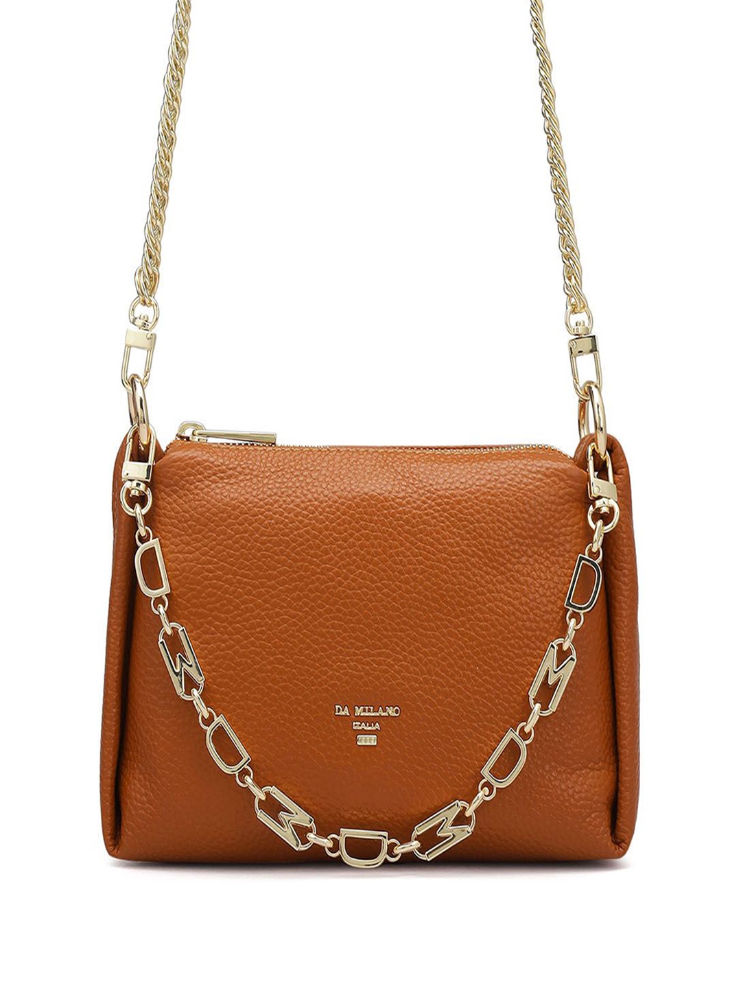 

Da Milano Textured Leather Structured Shoulder Bag, Orange
