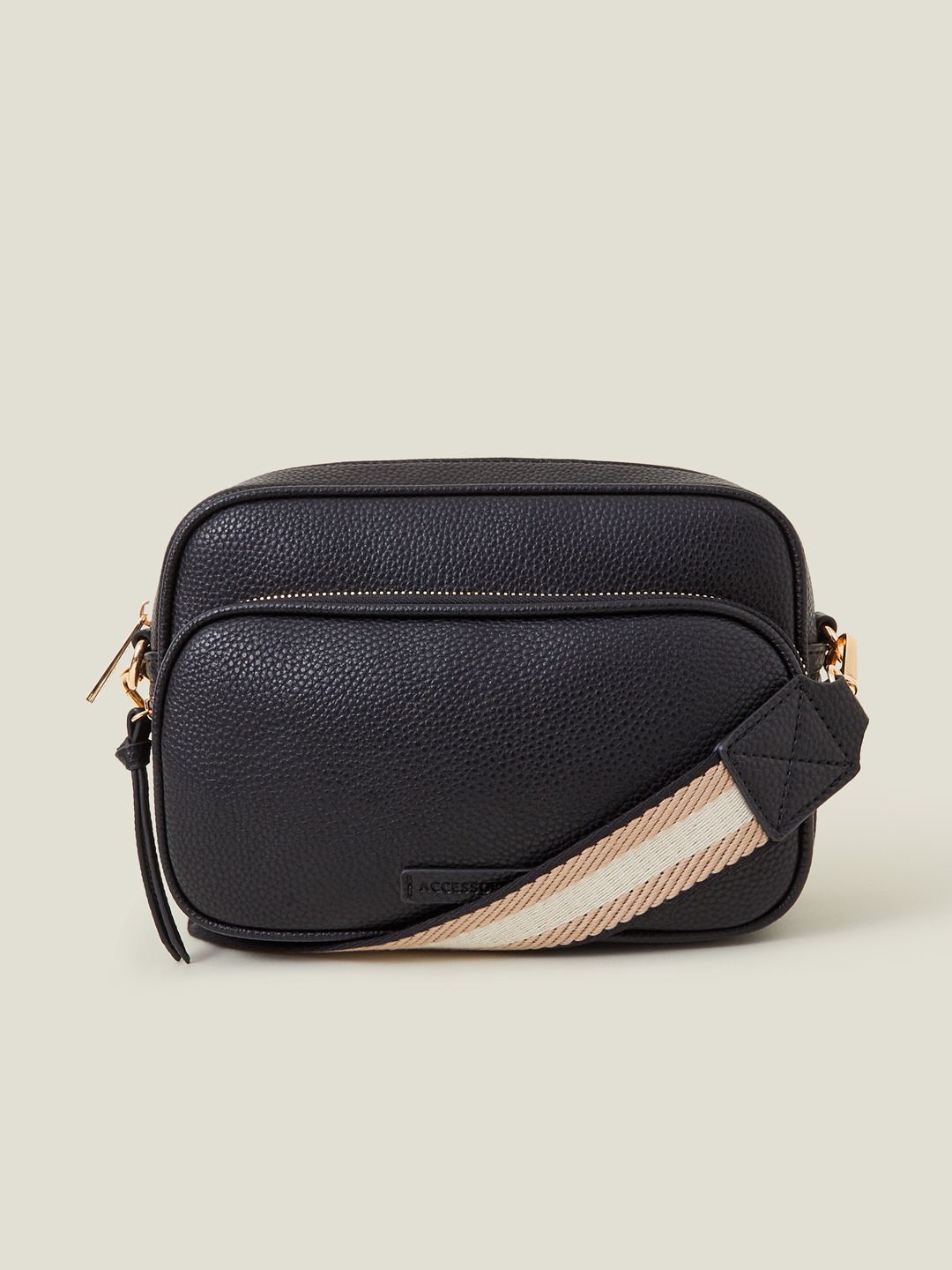 

Accessorize Women Textured Solid Structured Sling Bag, Black
