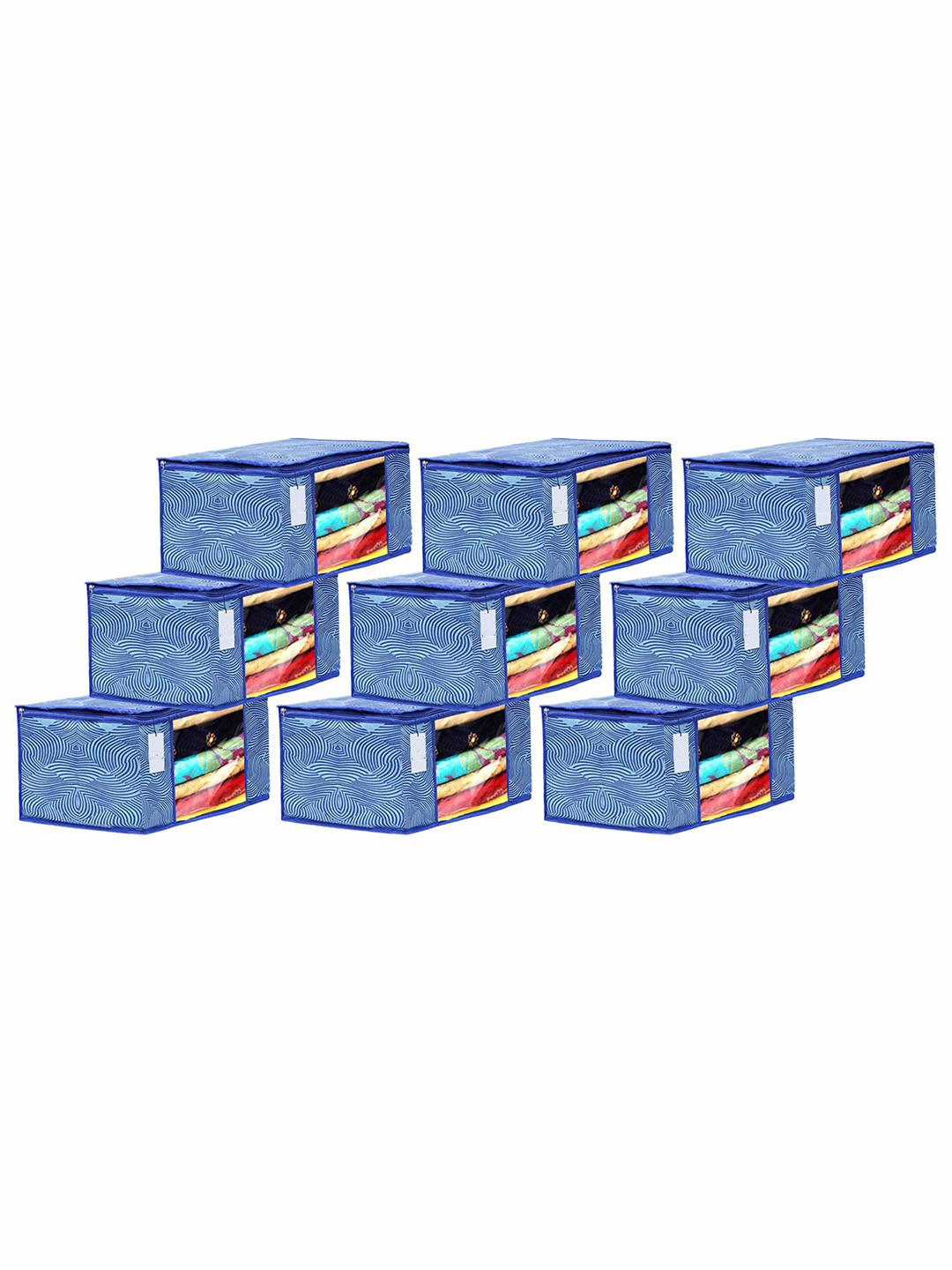 

Kuber Industries Blue 9 Pieces Leheriya Printed Drawer Organisers