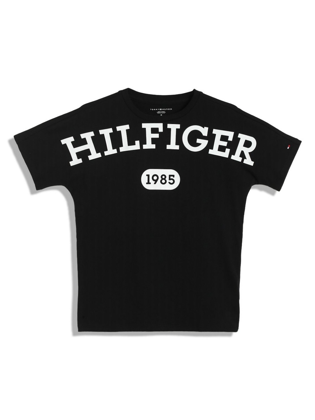 

Tommy Hilfiger Boys Typography Printed Round Neck Cotton T-shirt, Black