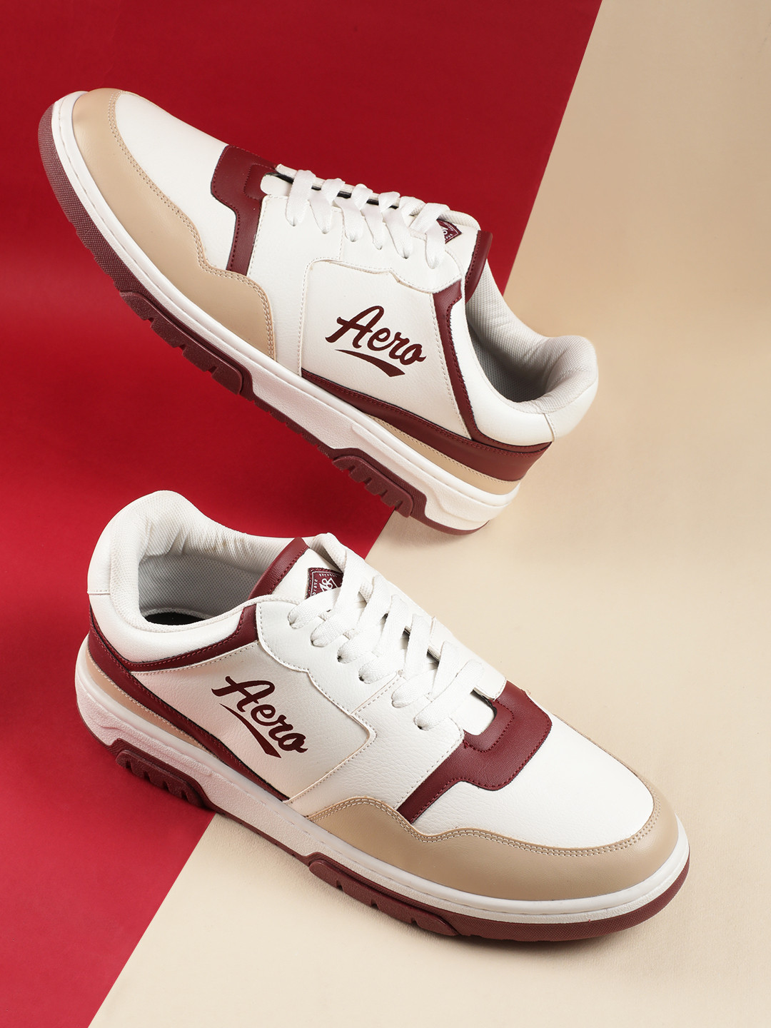 

Aeropostale Men Colourblocked Sneakers, Beige