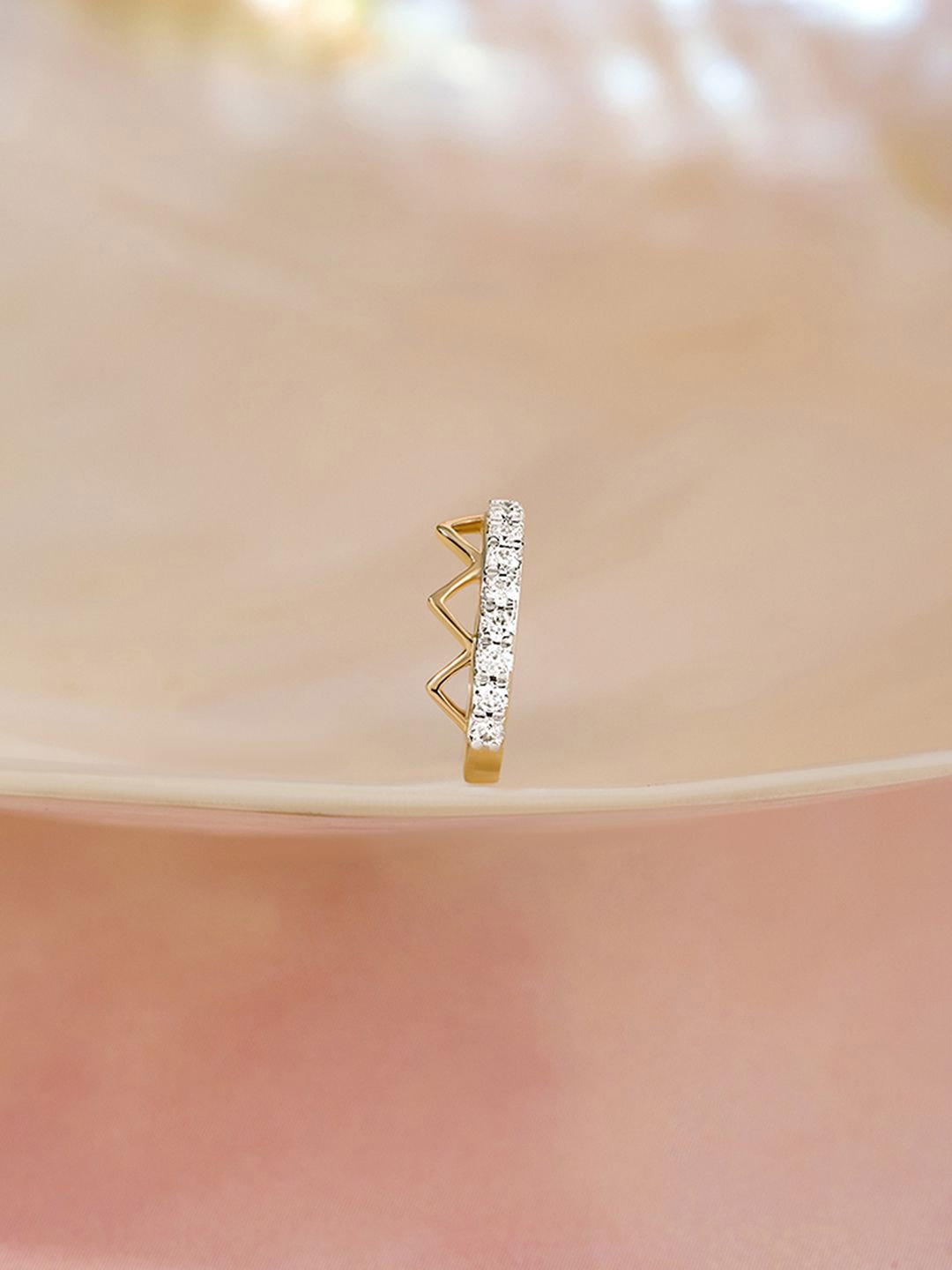 

Mia by Tanishq 14KT Lippan Delight Gold & Diamond Nose Pin, Yellow