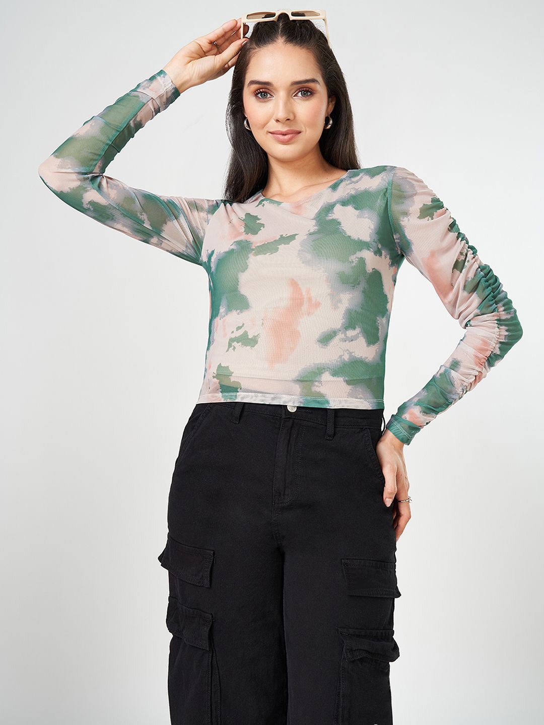 

People Women Tie and Dye Print Top, White