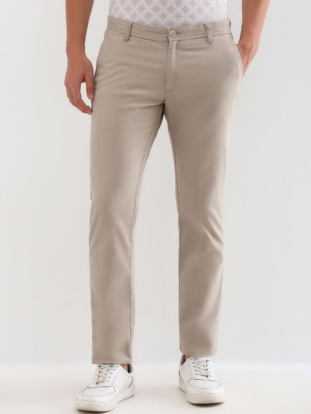 

Allen Solly Men Cotton Slim Fit Trousers, Beige