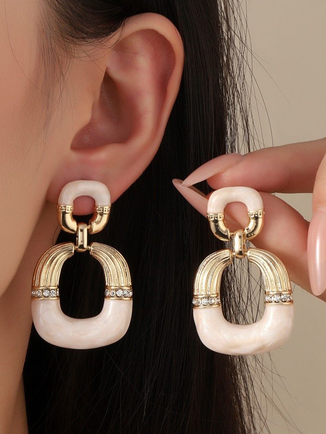 

SALTY Stone Studded Antique Drop Earrings, Gold