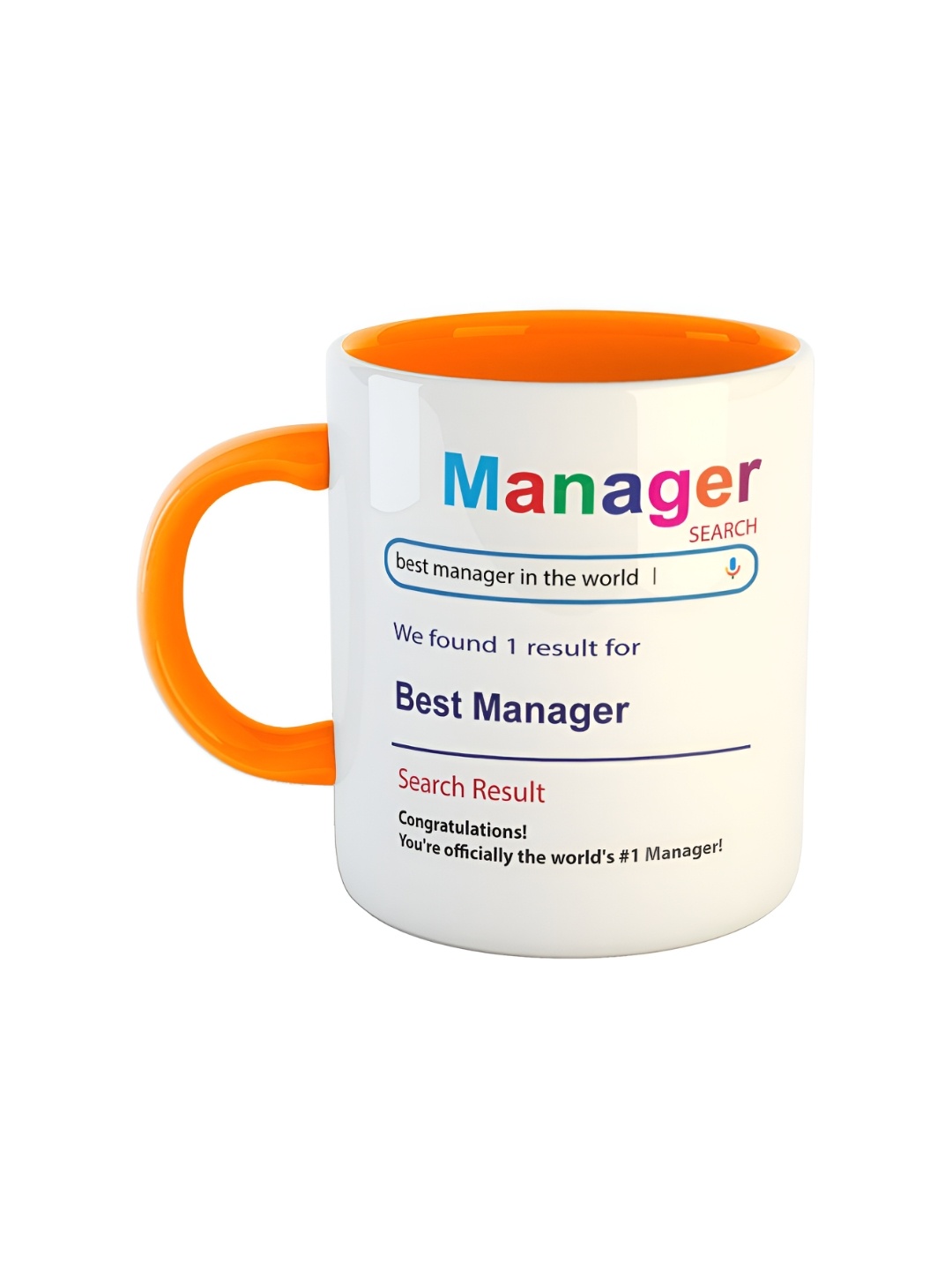 

ARTBUG White & Orange Best Manager Printed Ceramic Glossy Coffee Mug