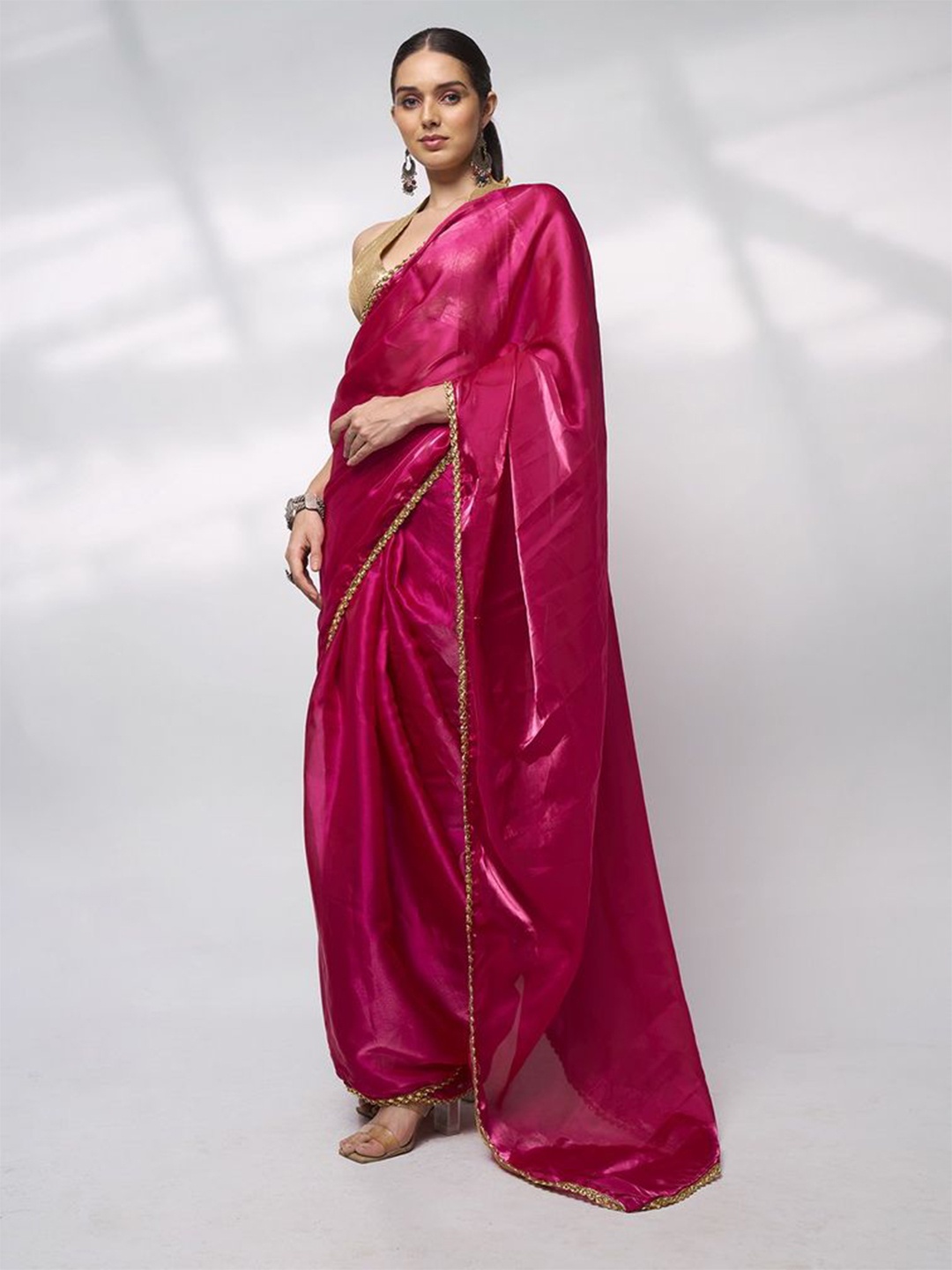 

Mitera Sequinned Embellished Ready to Wear Saree, Pink