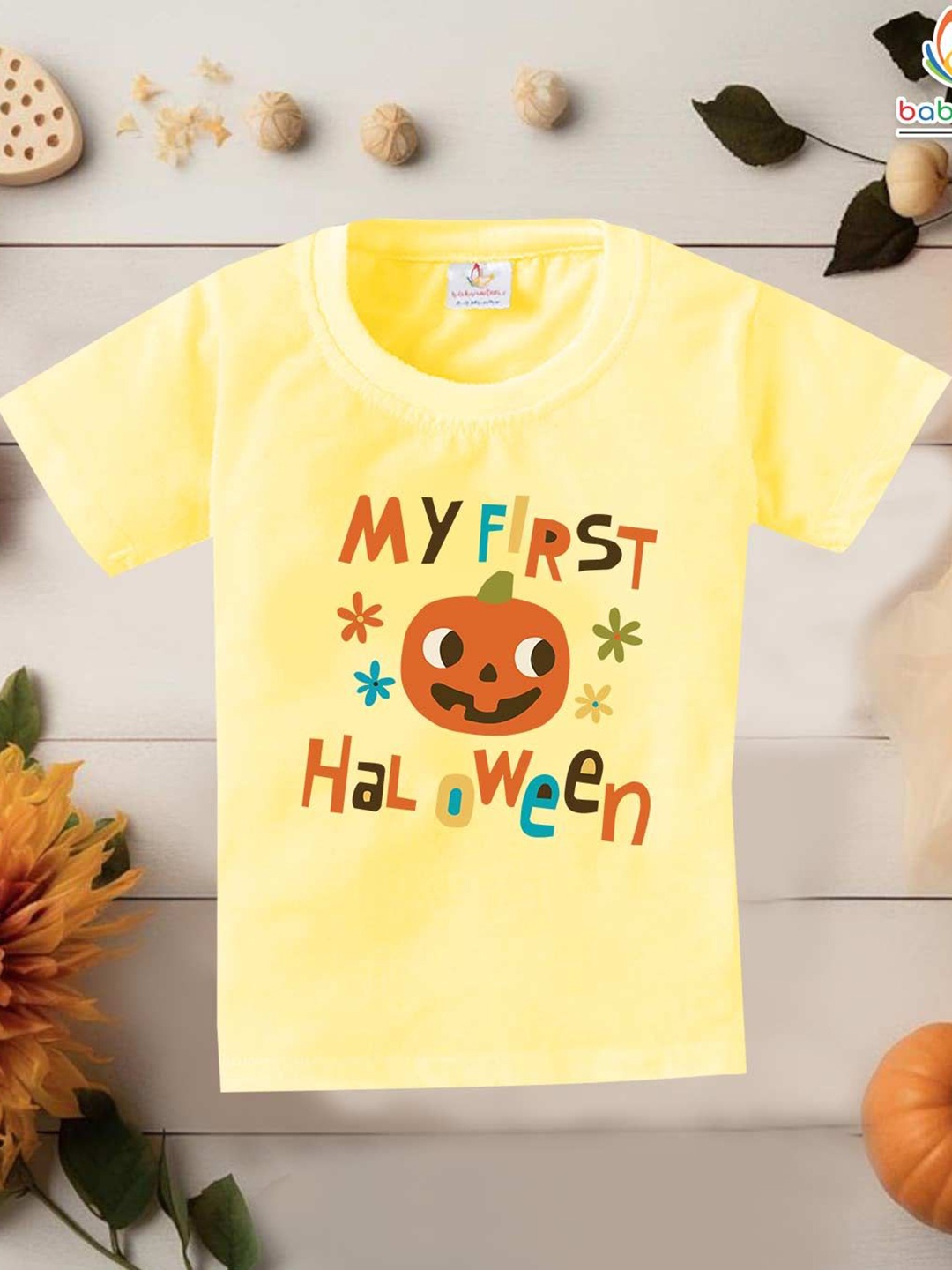 

Babywish Unisex Kids Typography Printed Round Neck Cotton T-shirt, Yellow