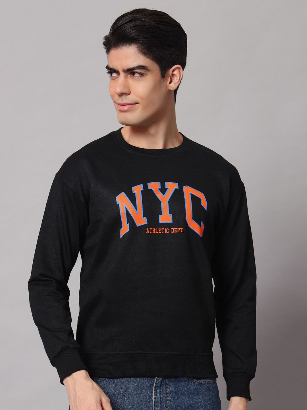 

Obaan Men Typography Printed Pullover Sweatshirt, Black