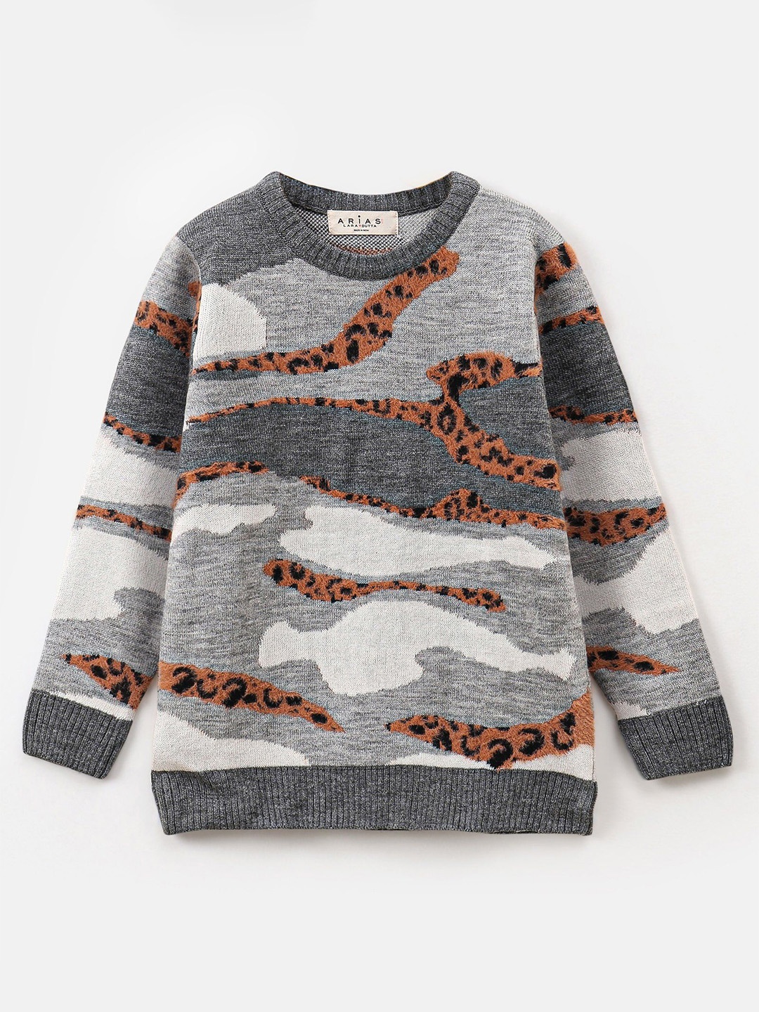 

ARIAS By LARA DUTTA Boys Animal Printed Cardigan, Grey