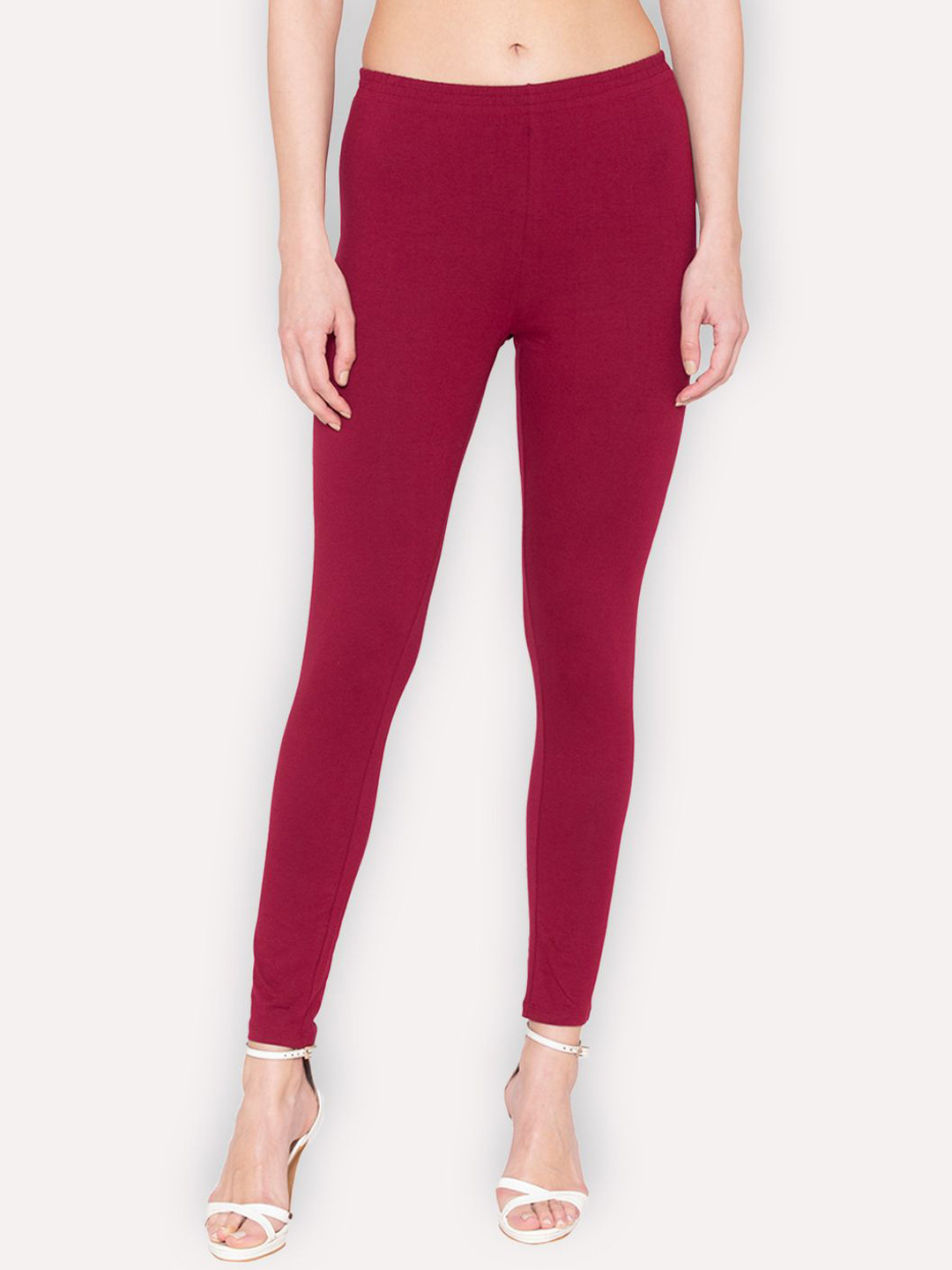 

GROVERSONS Paris Beauty Women Pack Of 2 Cotton Ankle-Length Leggings, Maroon